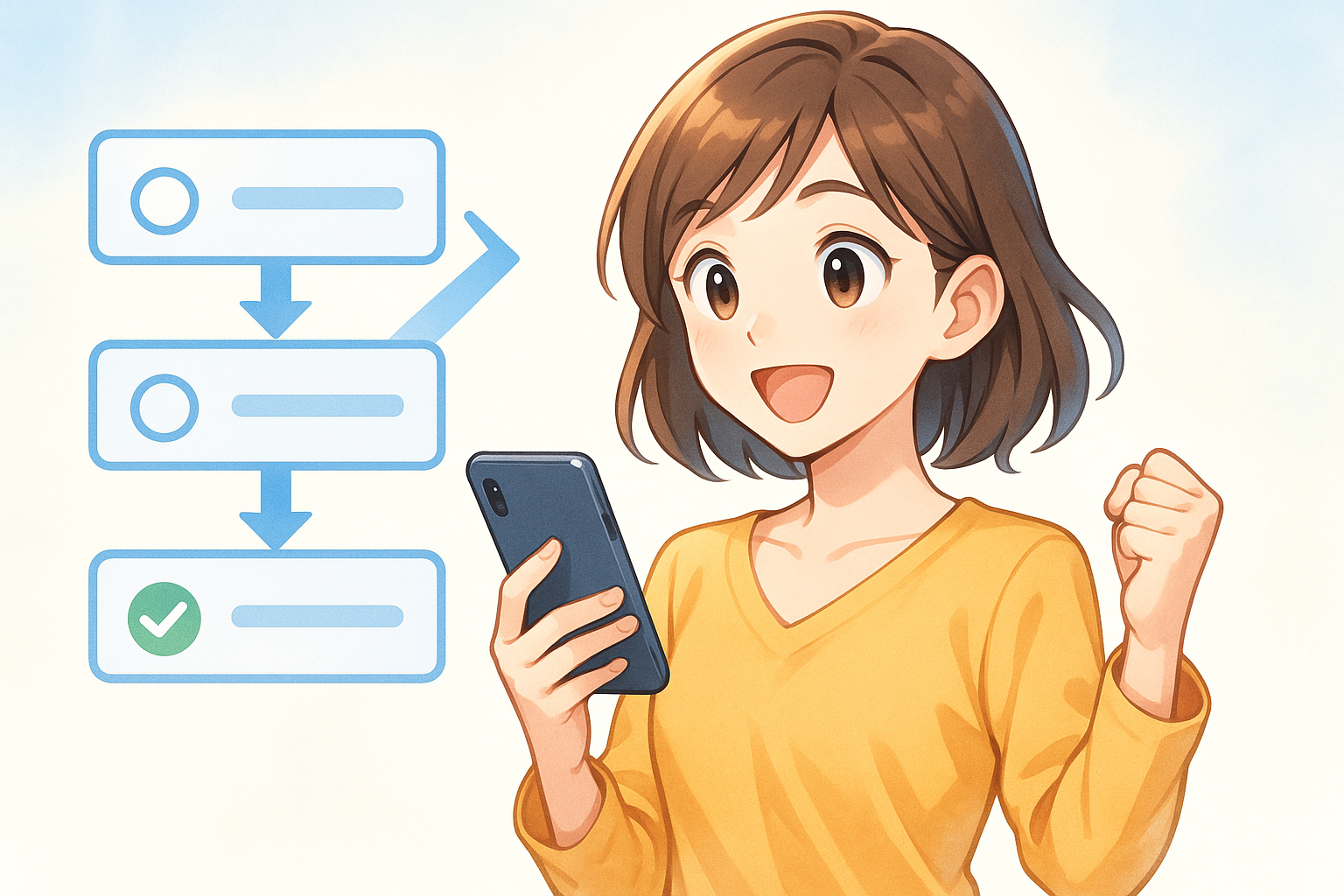 ステップ式で迷わないのイメージ