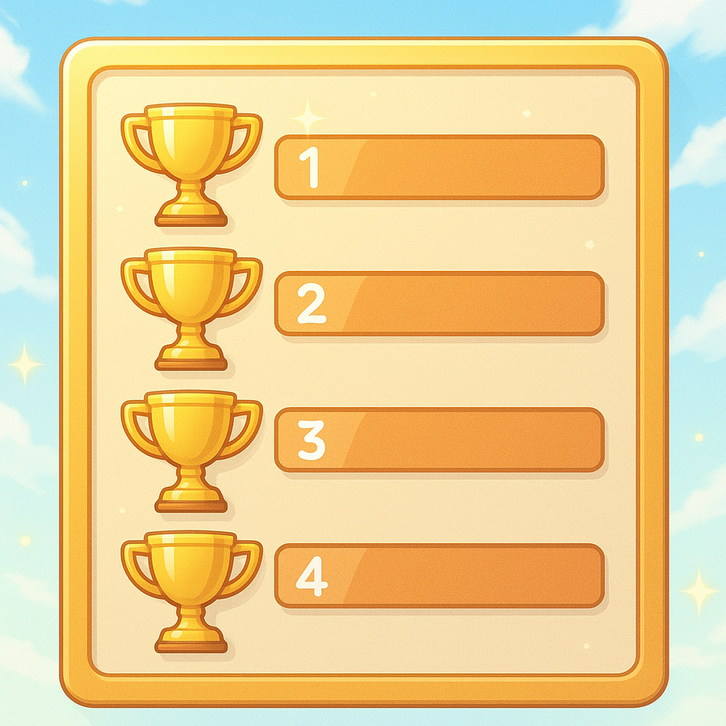 トロフィーアイコンが並んだランキングの一覧