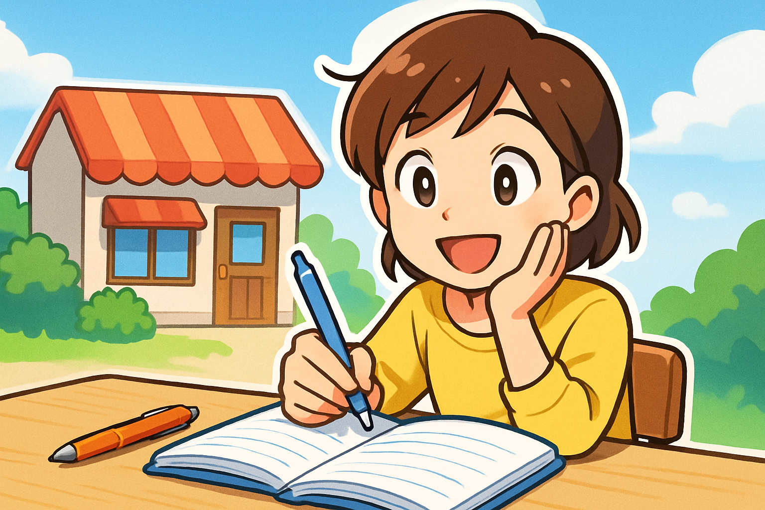 小さな店のブログ企画を考える、開いたノートと筆記具のイメージ