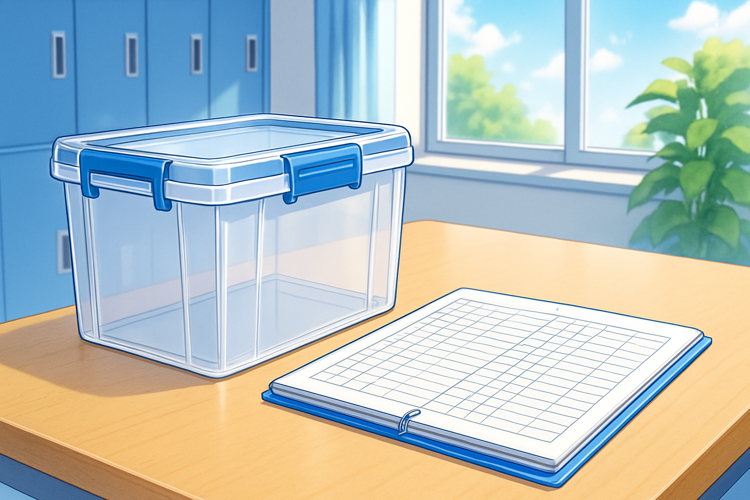 備品を返却して確認する受付のイメージ