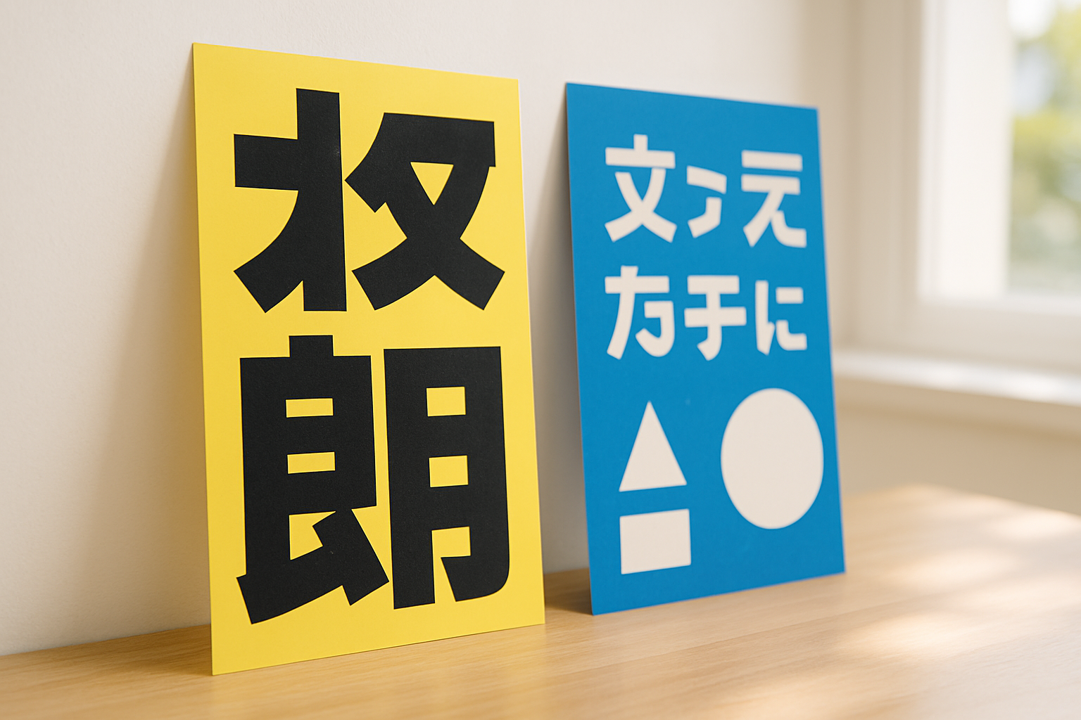 作例ポスターのデザインイメージ。黒とレモン色と青の面を重ねた編集的な構成。