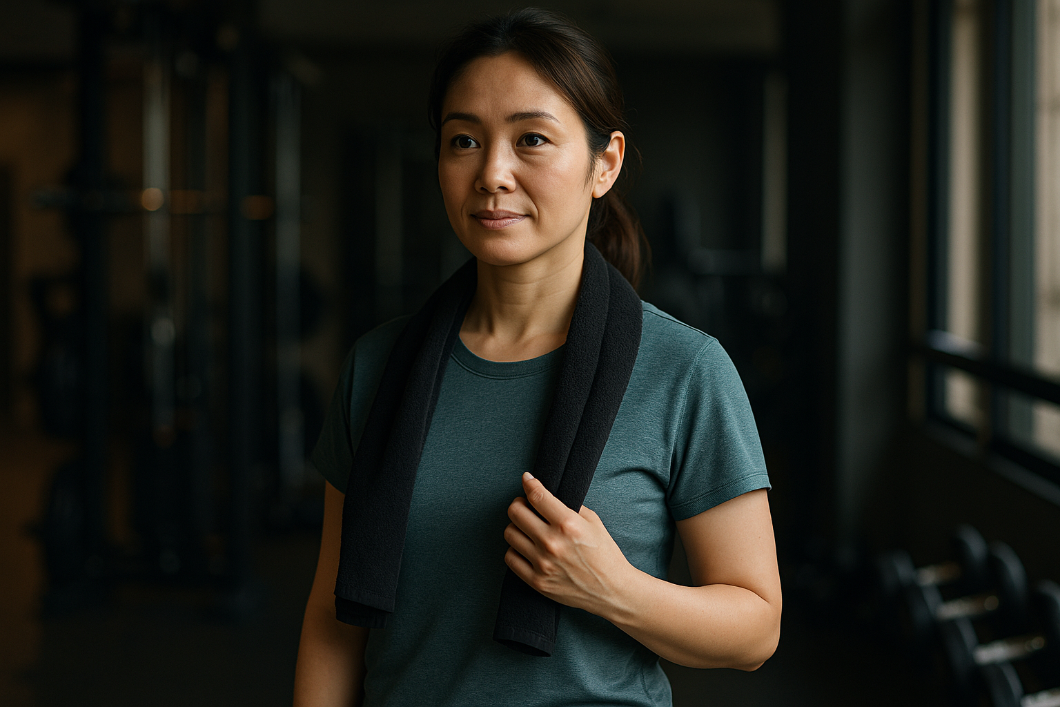 トレーニング開始前の女性会員のイメージ