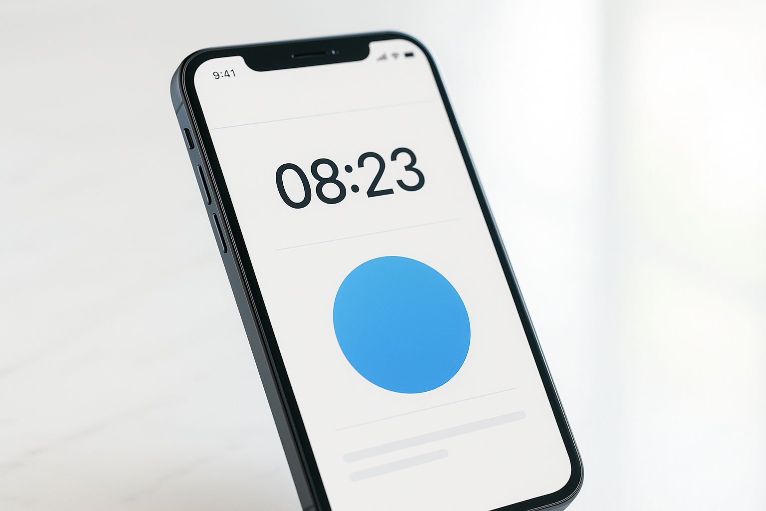 スマートフォンの画面に出勤ボタンと現在時刻が大きく表示された勤怠打刻アプリの管理画面